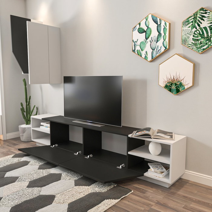 Hanah Home Mueble de TV Zebra Blanco y Negro